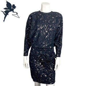 VINTAGE 1980's BETTINA RIEDEL Metallic Splatter Pattern Dress
